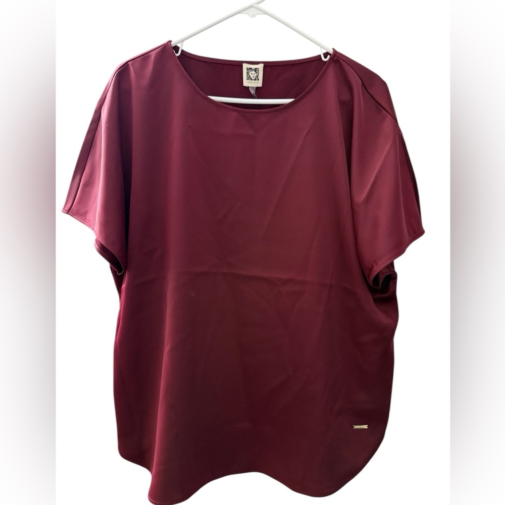 Anne Klein Deep Burgundy Blouse Size XL